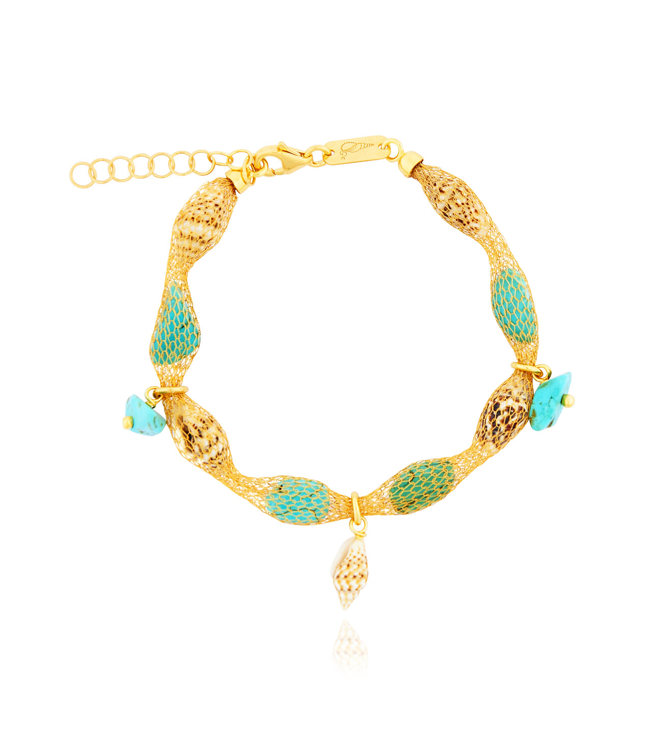 Gold plated Tessuto Bracelet with Turquoise