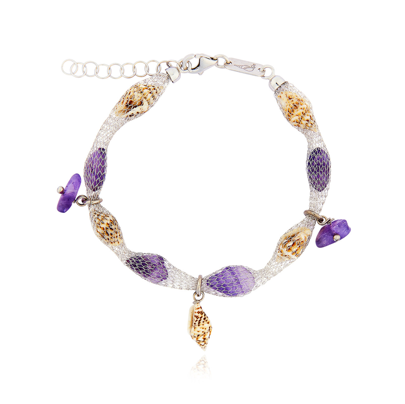 Silver Tessuto Bracelet with Amethyst