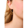 Gold plated Hoop Earring with Black Keshi Pearl