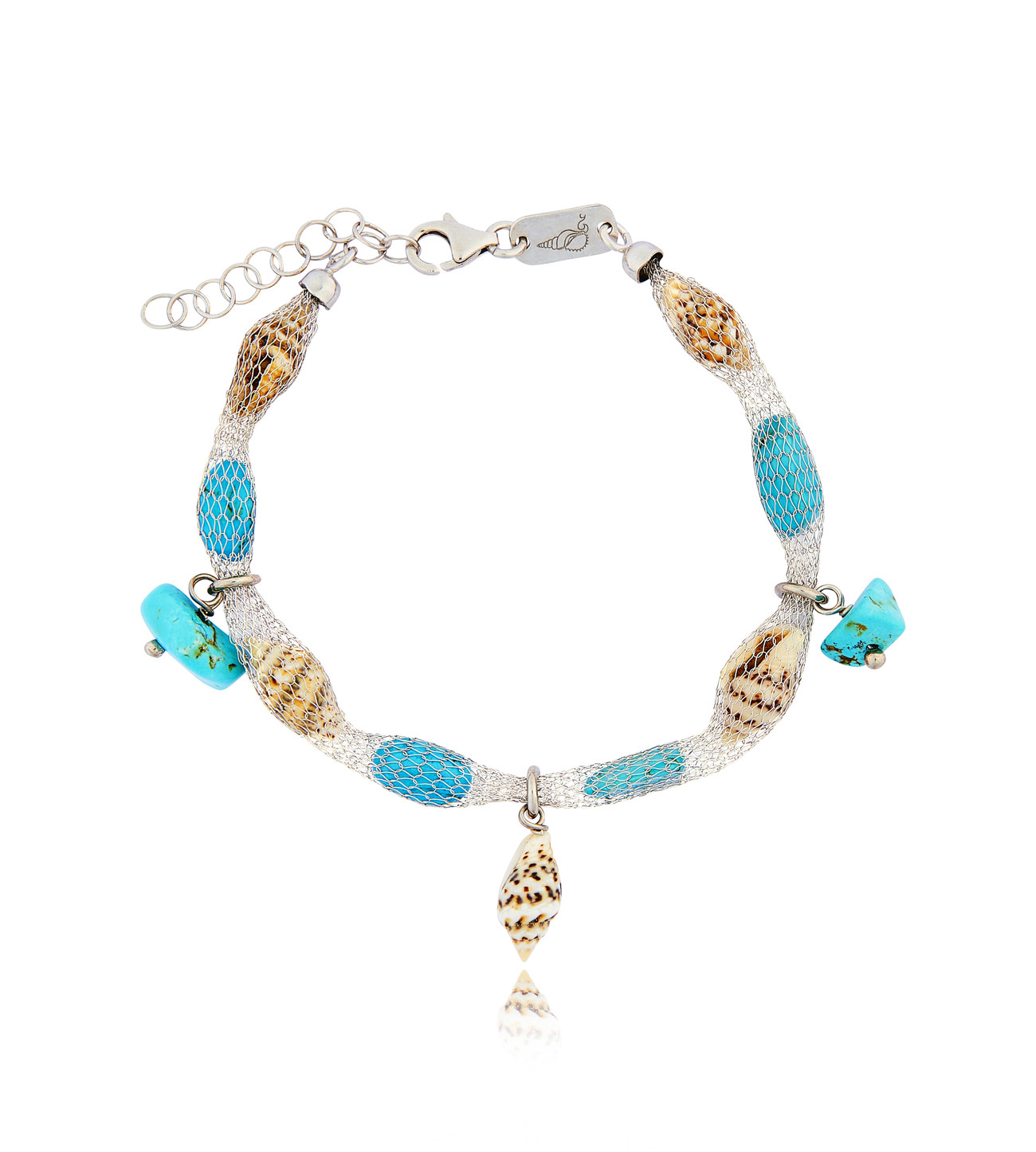 Silver Tessuto Bracelet with Turquoise