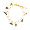 Gold plated Rings Bracelet with Black Keshi Pearls