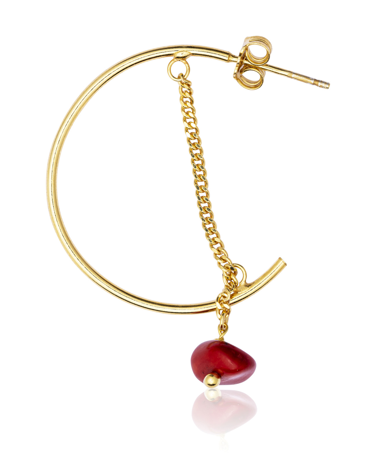 Gold plated Hoop Earring with Coral