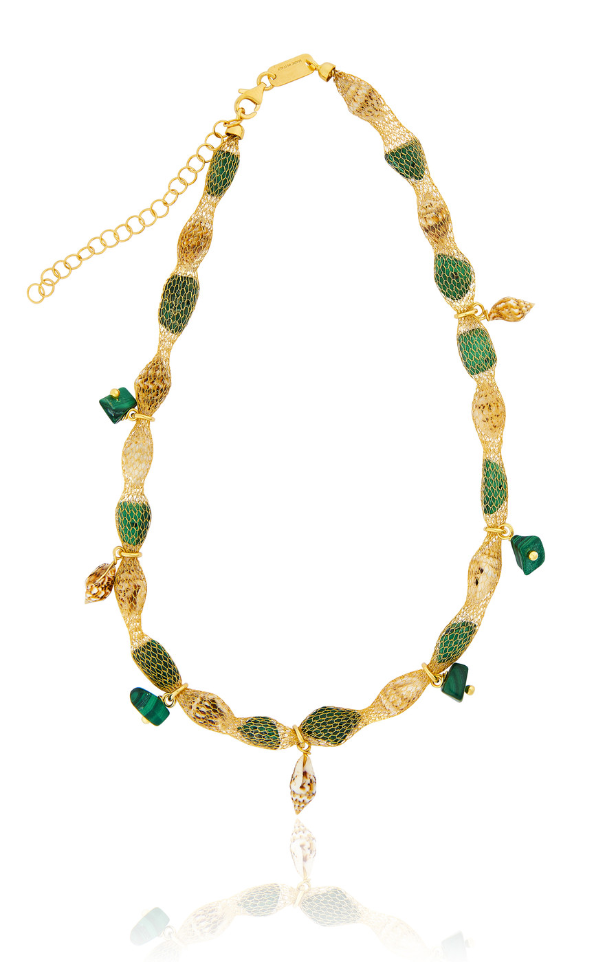 Gold plated Tessuto Necklace with Malachite