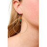 Gold plated Triple Hoop Earring with Malachite