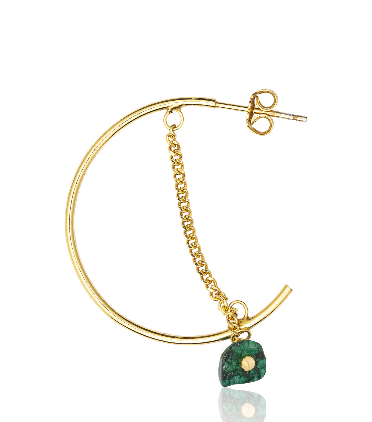 Gold plated Hoop Earring with Malachite