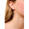 Gold plated Triple Hoop Earring with Amethyst