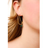 Gold plated Hoop Earring with Malachite