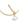 Gold plated Hoop Earring with White Keshi Pearl