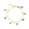 Gold plated Rings Bracelet with Aquamarine