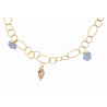 Gold plated Rings Necklace with Aquamarine