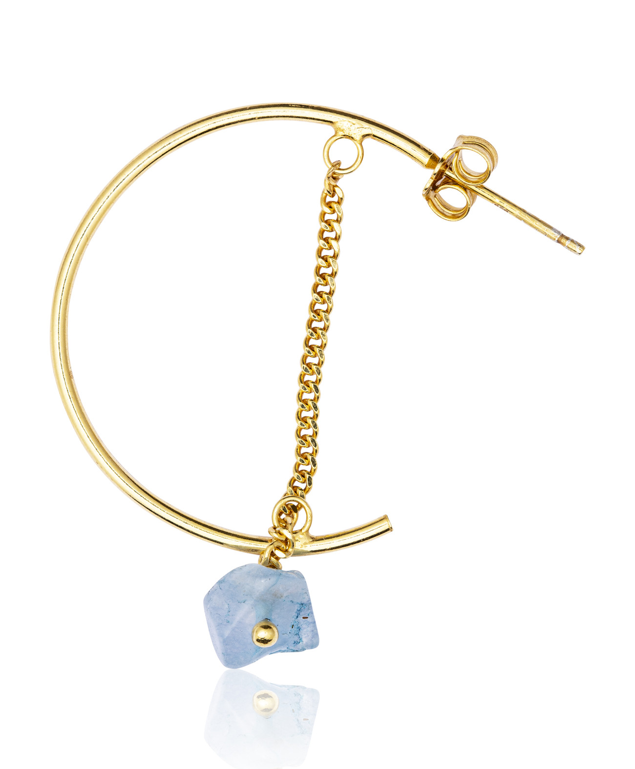 Gold plated Hoop Earring with Aquamarine