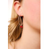 Silver Hoop Earring with Coral