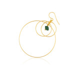 Gold plated Triple Hoop Earring with Malachite