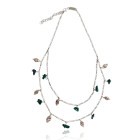 Silver Figaro Double Necklace with Green Agate