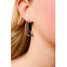 Silver Hoop Earring with Green Agate