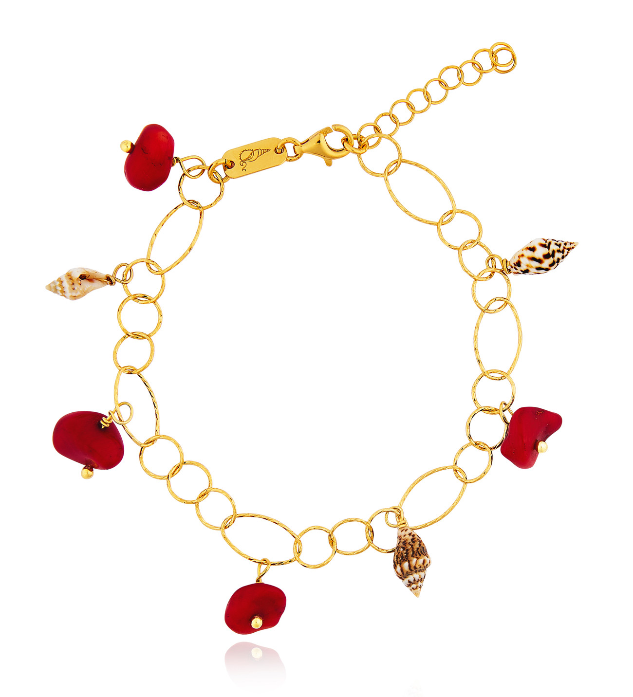 Gold plated Rings Bracelet with Coral