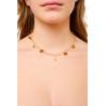 Gold plated Rings Necklace with Amber