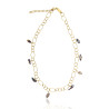 Gold plated Rings Necklace with Black Keshi Pearls