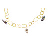 Gold plated Rings Necklace with Black Keshi Pearls