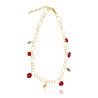 Gold plated Rings Necklace with Coral