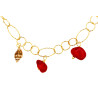 Gold plated Rings Bracelet with Coral