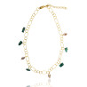 Gold plated Rings Necklace with Malachite