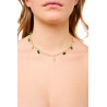 Gold plated Rings Necklace with Malachite