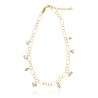 Gold plated Rings Necklace with White Keshi Pearls