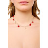 Silver Rings Necklace with Coral